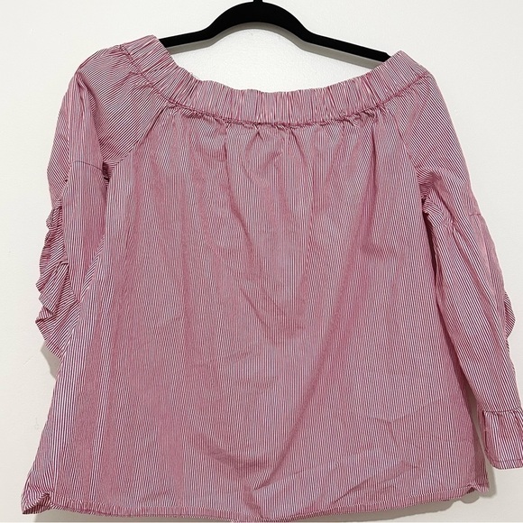Cupio off the shoulder red stripes blouse contemporary size small - Picture 5 of 5